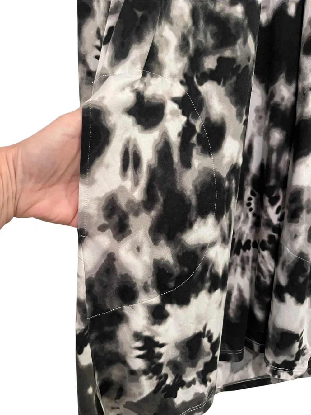 BETSEY JOHNSON Women's Black/White Tie-Dye Hooded Pullover Sleepshirt SZ M